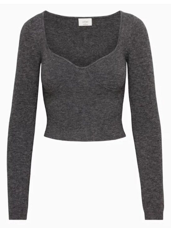 Wilfred Sweaters - Aritzia Wilfred Greer sweater charcoal gray cropped knit wool cashmere blend M